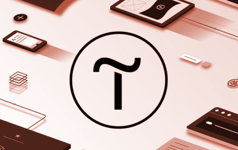 Логотип конструктора сайтів Tilda: іконка платформи на фоні макетів: стратегія