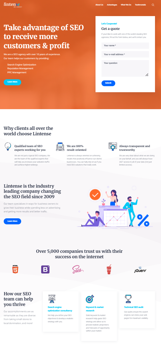 Шаблон лендингу для послуг SEO: структура сторінки з лід-формою: CTR