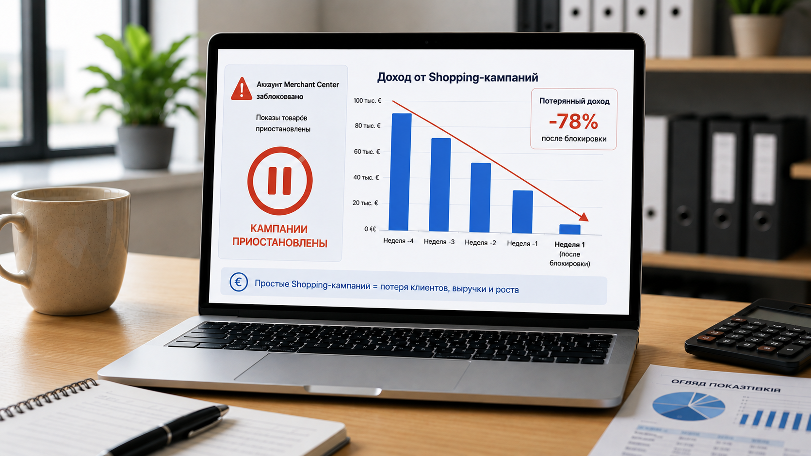 Прихована ціна простою Shopping-кампаній під час блокування Merchant Center