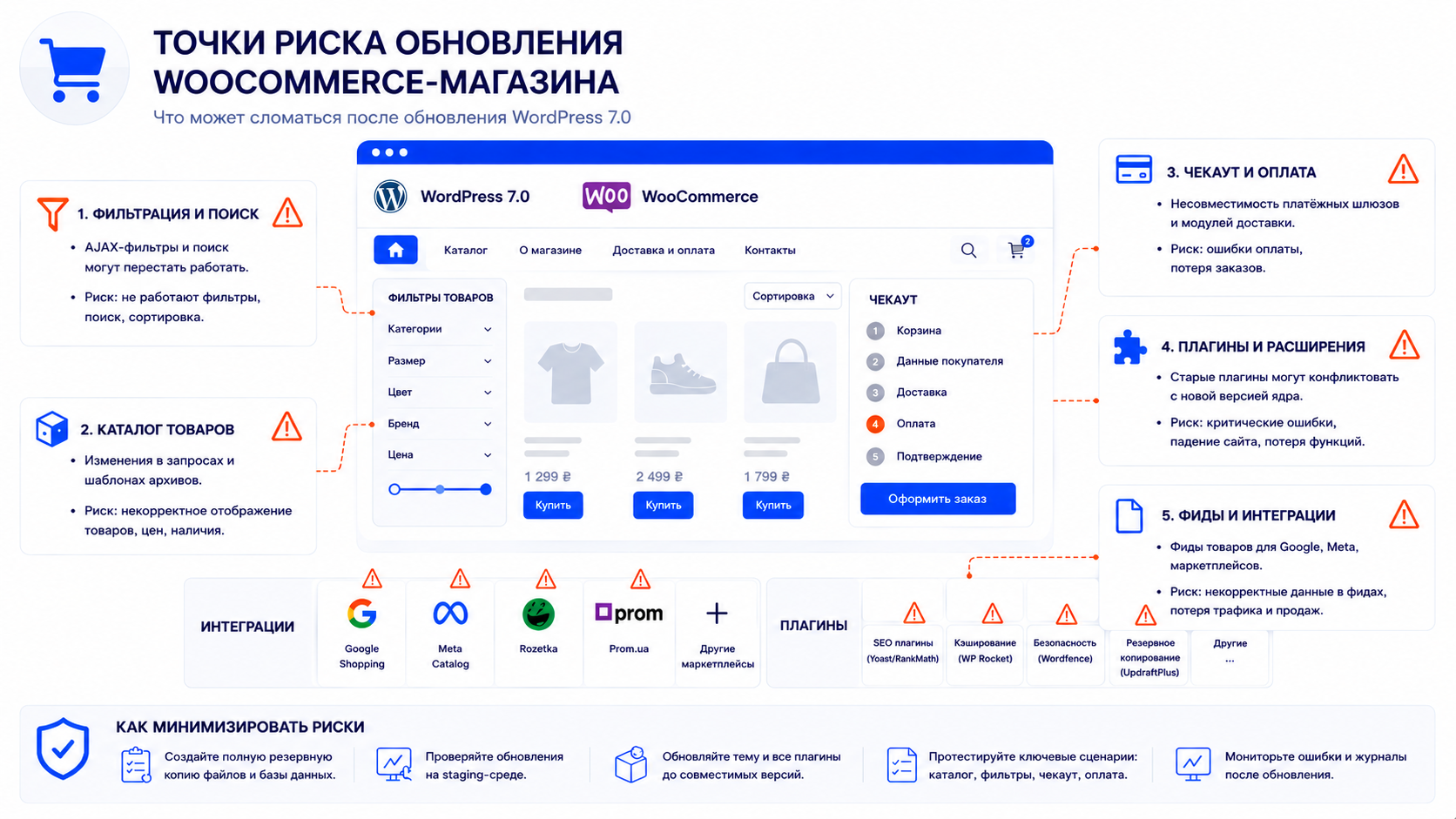 Точки риска обновления WooCommerce-магазина - чекаут, плагины фильтрации и фид товаров